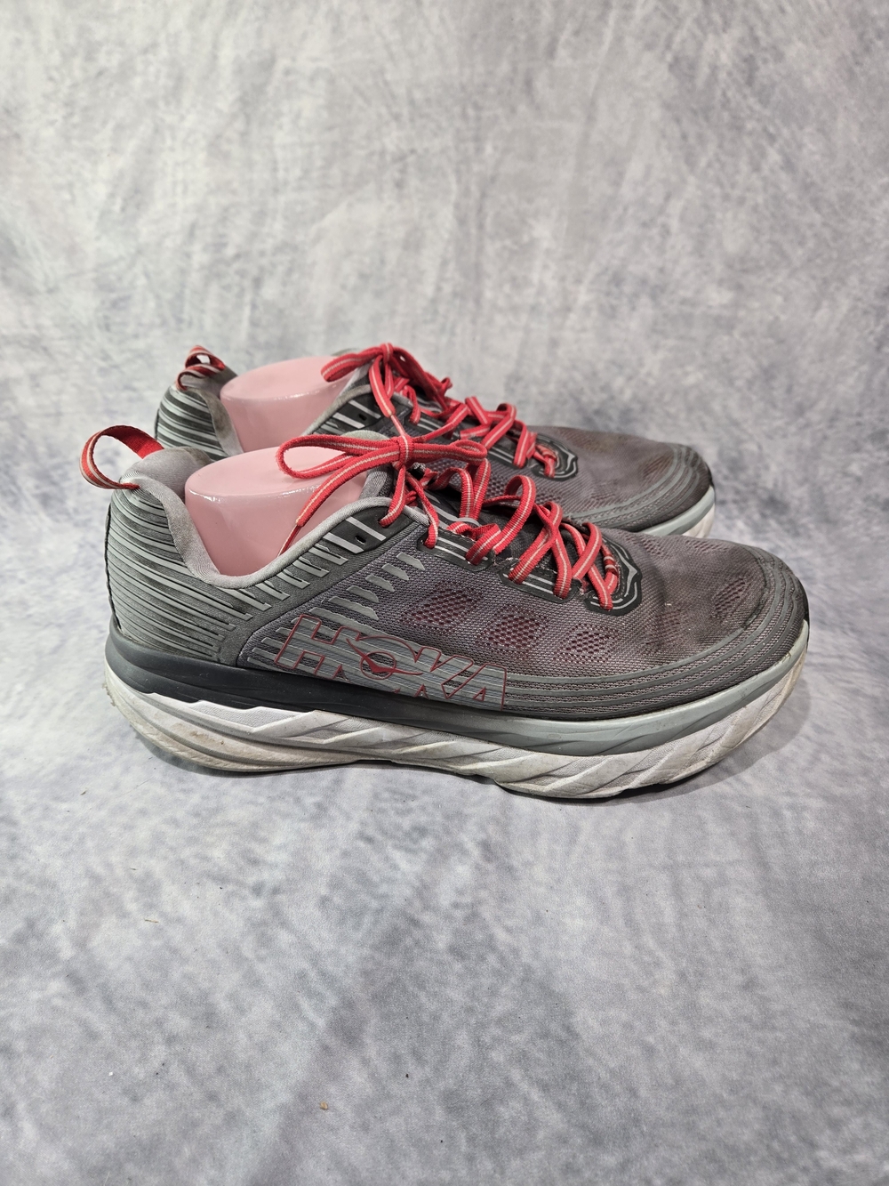Hoka Women's Gray Running Shoes with Pink Accents